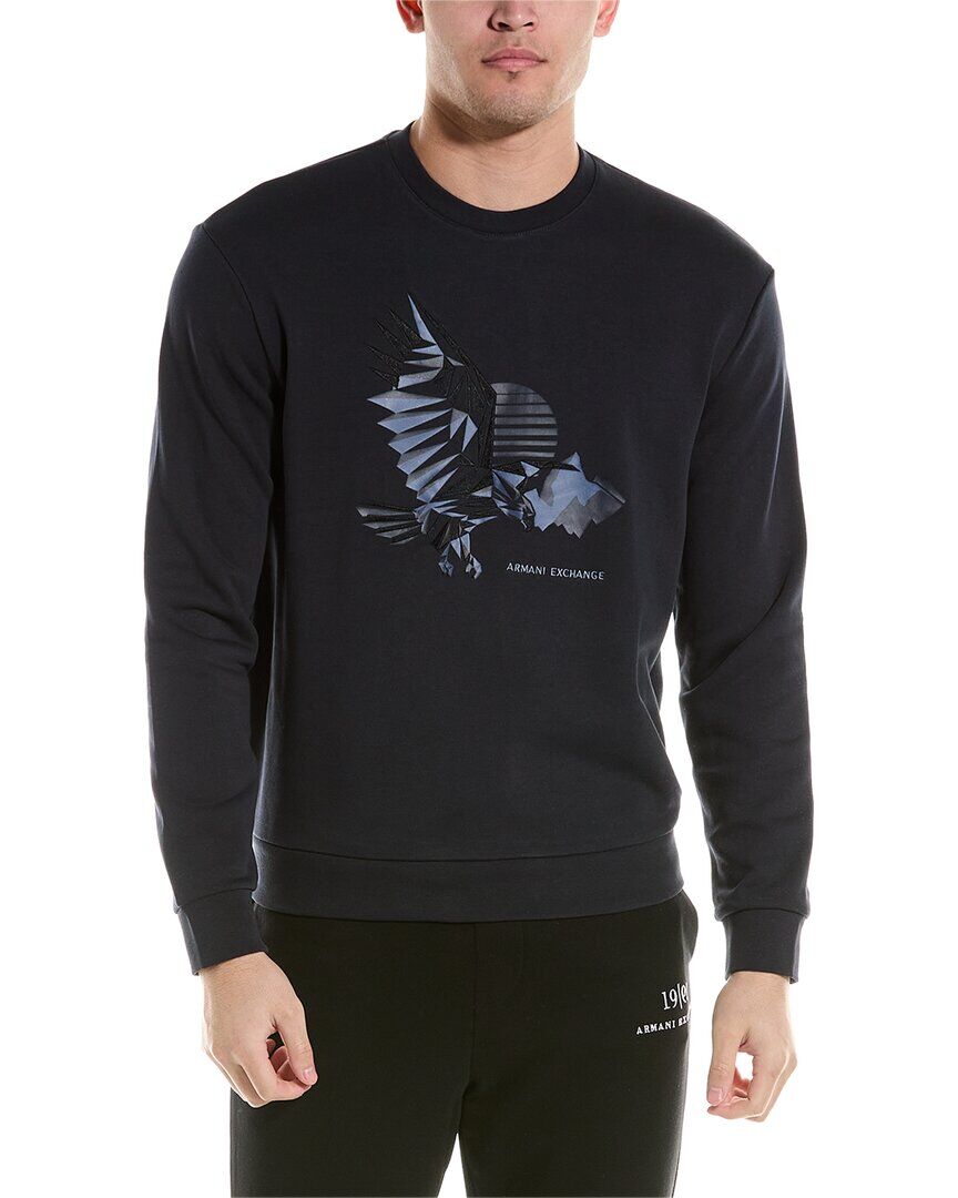 Armani Exchange Embroidered Graphic Crewneck Sweatshirt Blue xs