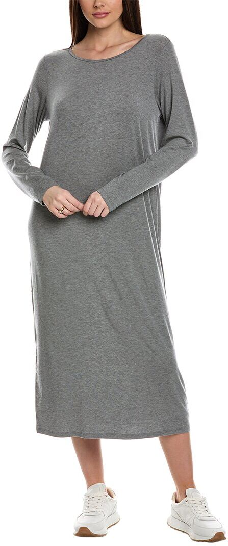 EILEEN FISHER Jewel Neck Midi T-Shirt Dress Gray xs