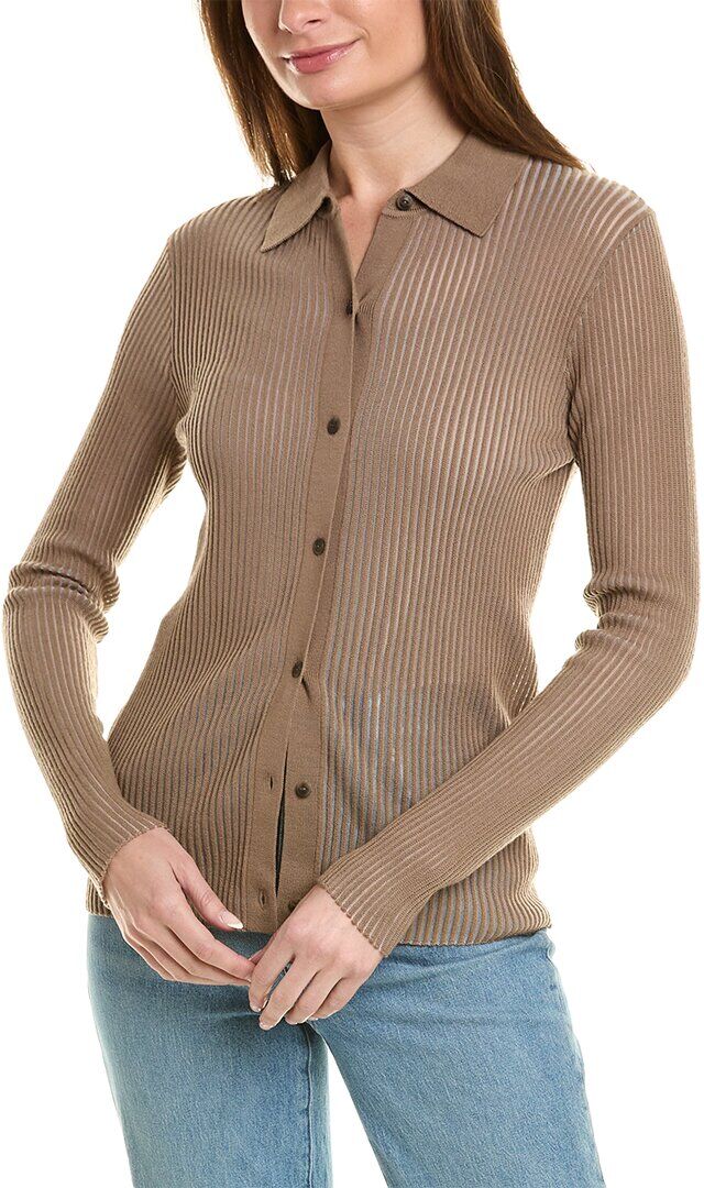 rag & bone Dorit Button-Down Wool-Blend Sweater Brown xs