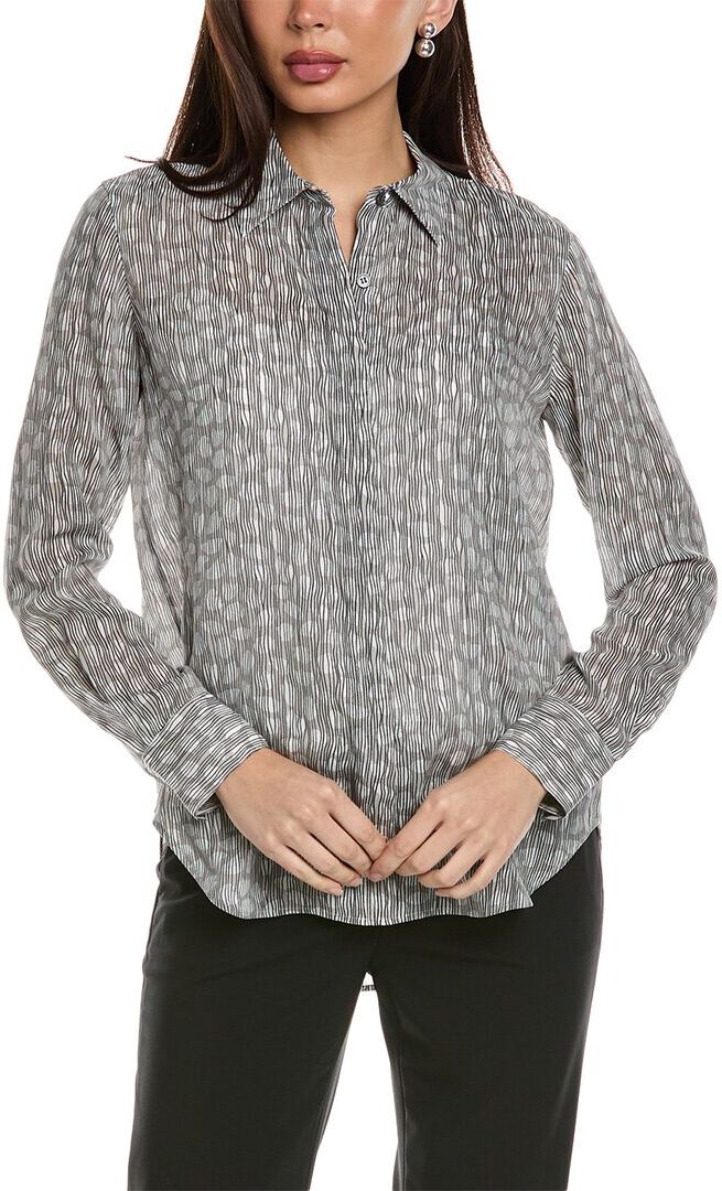 Theory Sunaya Silk Top Grey L