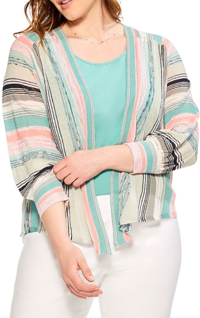 NIC & ZOE NIC+ZOE Plus Summer Spacedye Linen-Blend Cardigan NoColor 1X