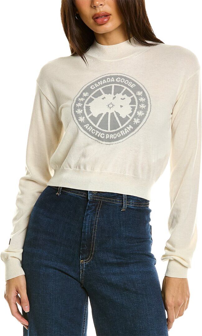 Canada Goose Logo Wool Cropped Sweater White S