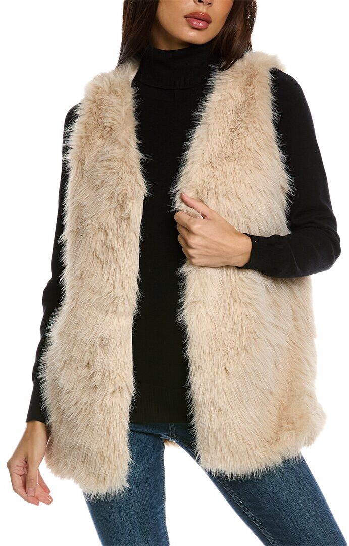 Surell Accessories Shaggy Vest Beige NoSize