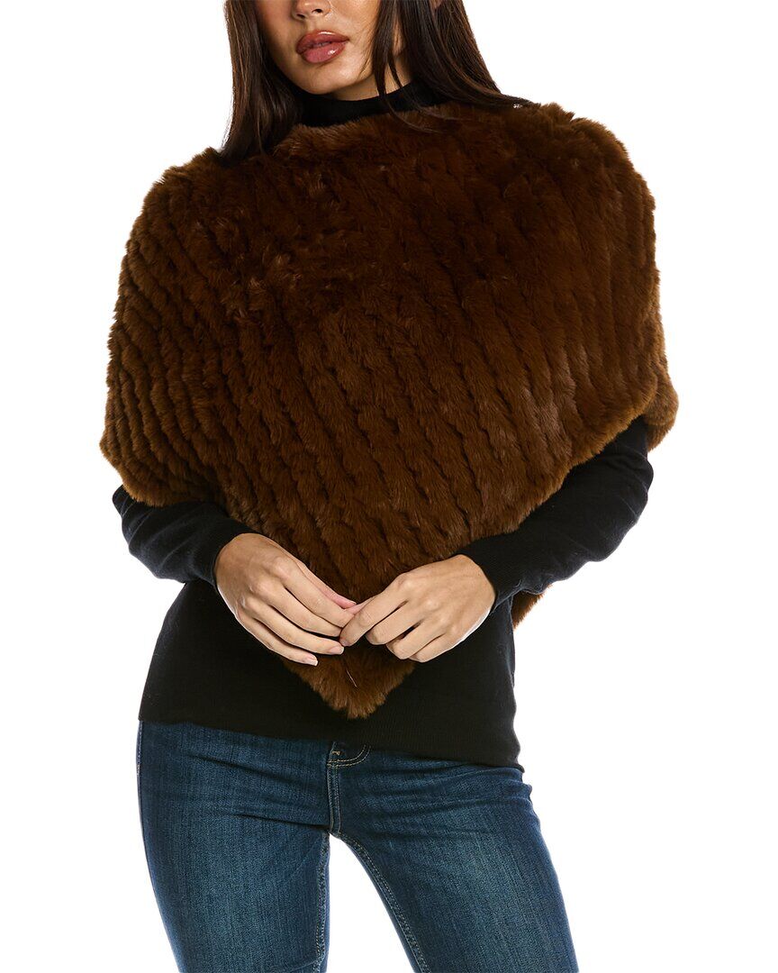 Surell Accessories Knit Poncho Brown NoSize