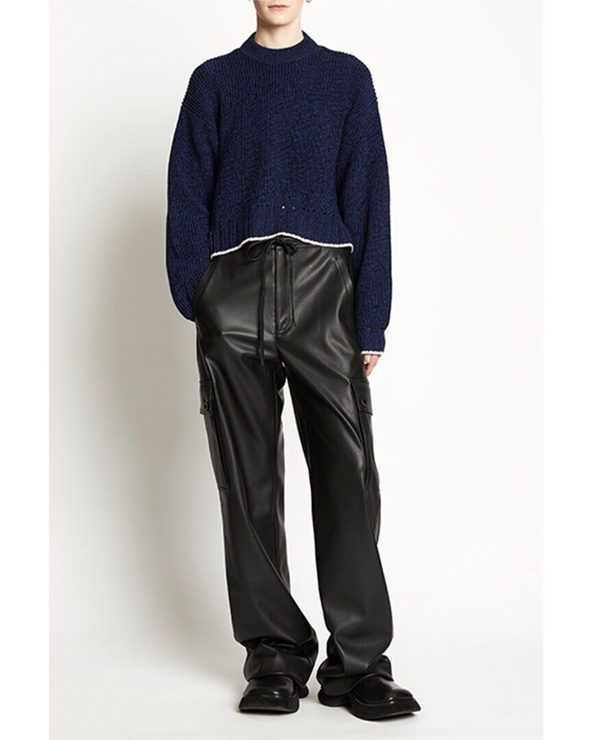 Proenza Schouler White Label Contrast Hem Cashfeel Cutout Wool Sweater Blue XL