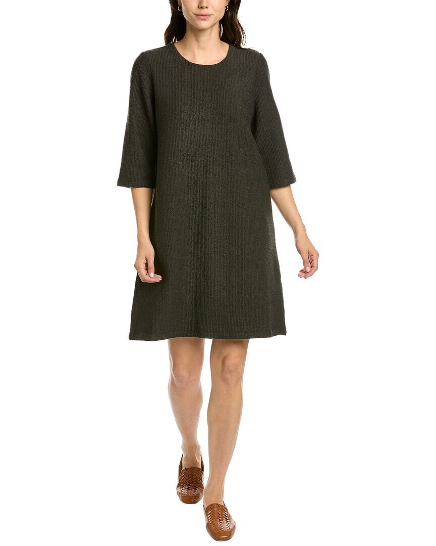 EILEEN FISHER 3/4-Sleeve Dress Green xs