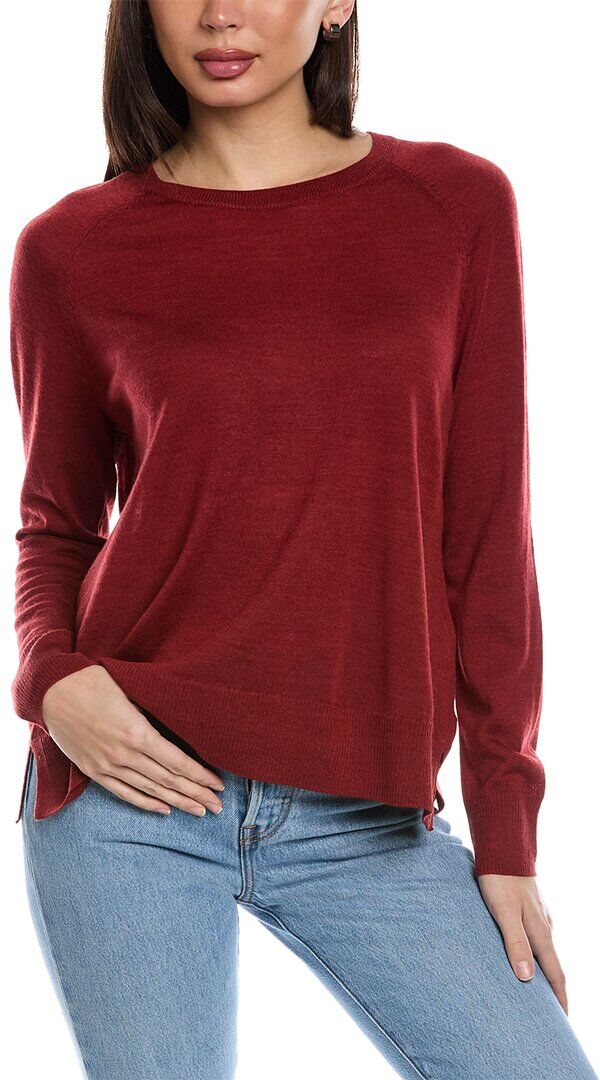 EILEEN FISHER Raglan Sleeve Wool Pullover Red xs