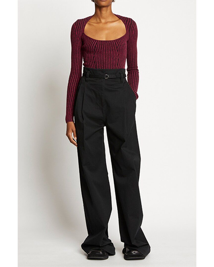 Proenza Schouler White Label Plaited Rib Scoop Neck Wool-Blend Sweater Red L