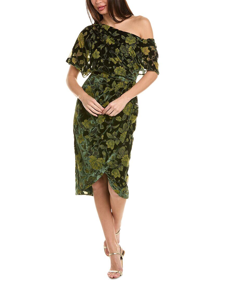 Theia Burnout Wrap Dress Green 8