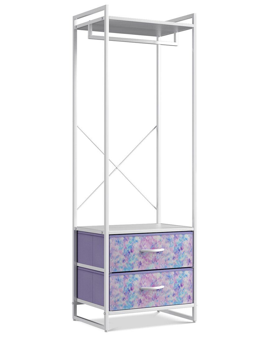 Sorbus Clothing Rack With Drawers Purple NoSize