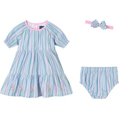 Andy & Evan Striped Woven Dress Blue 9/12M Andy & Evan Striped Woven Dress Blue 9/12M