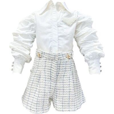 Petite Maison Kids Iris Blouse & Tweed Shorts Set White 4 Years Petite Maison Kids Iris Blouse & Tweed Shorts Set White 4 Years