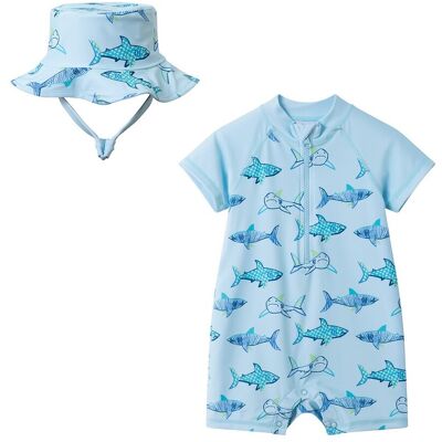 Andy & Evan Aqua Shark Swim Romper NoColor 12/18M Andy & Evan Aqua Shark Swim Romper NoColor 12/18M