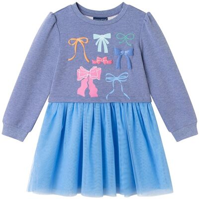 Andy & Evan French Terry/Tulle Twofer Dress Blue 3T Andy & Evan French Terry/Tulle Twofer Dress Blue 3T