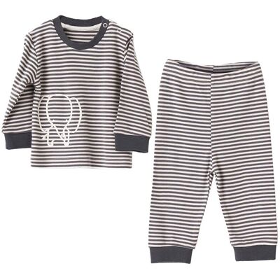 Andywawa Elephant Stripe Pajama Set Grey 3M-6M Andywawa Elephant Stripe Pajama Set Grey 3M-6M