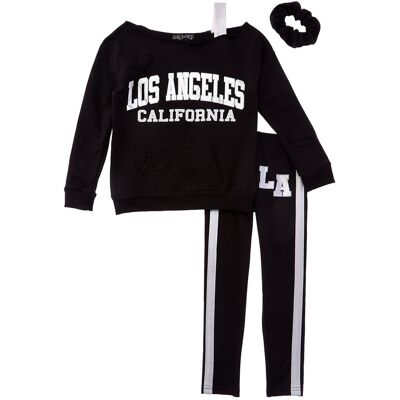 Freestyle LA Girl 2pc Fleece Legging Set Black 4 Freestyle LA Girl 2pc Fleece Legging Set Black 4