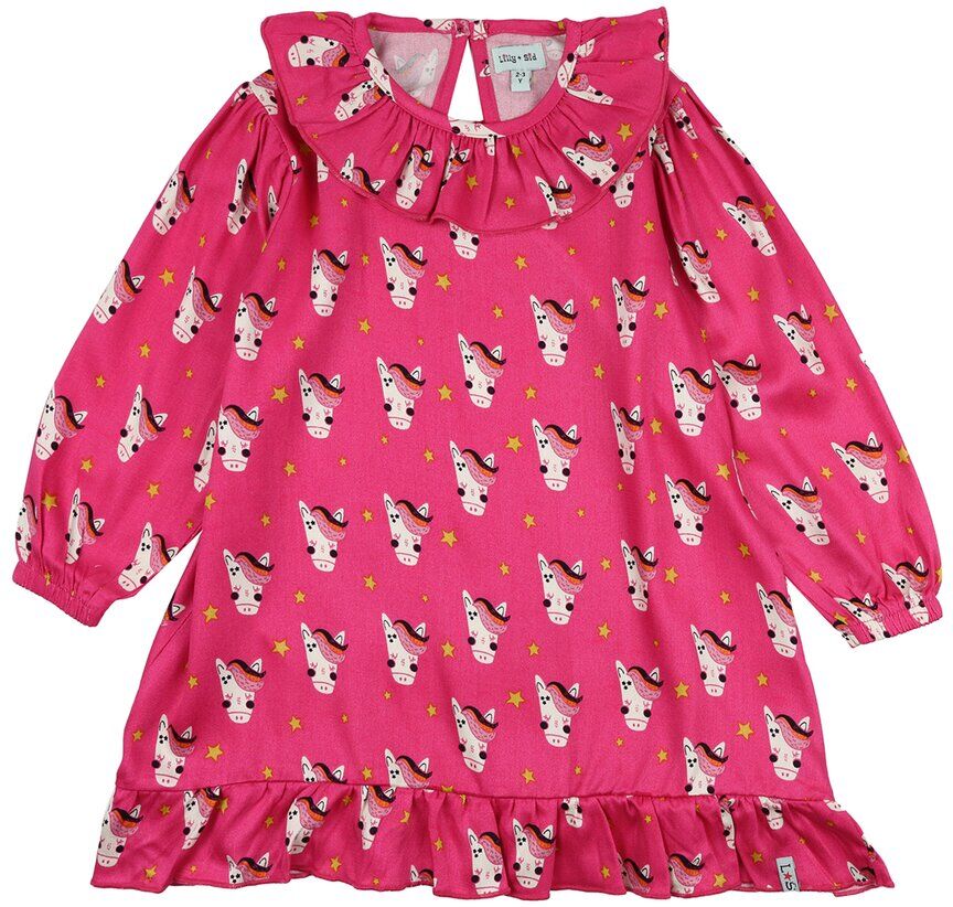 Lilly and Sid Horse Woven Dress Pink 6-12 Months