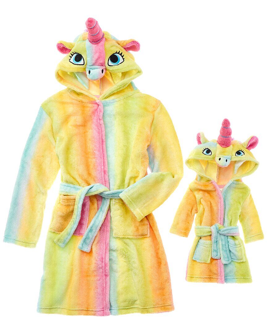 Leveret Girls & Doll Fleece Hooded Robe NoColor 3Y