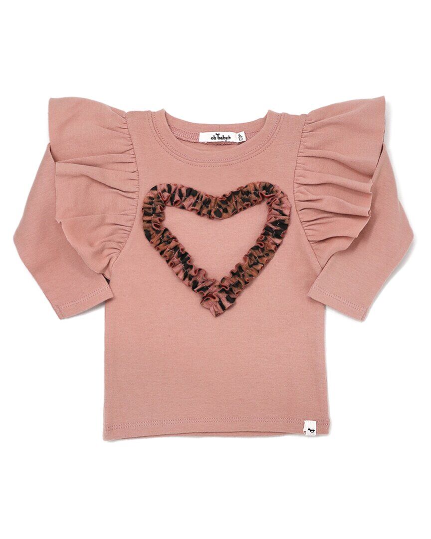 oh baby! Cheetah Ruffle Heart Butterfly Sleeve T-Shirt NoColor 12-18