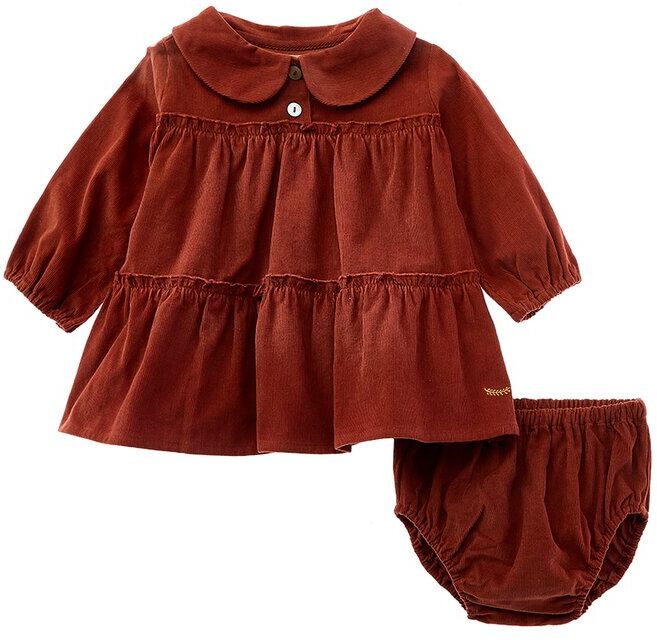 Coco Au Lait Baby Micro-Corduroy Dress Brown 6 Months