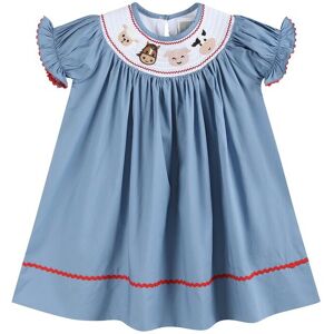 Lil Cactus Smocked Bishop Dress Blue 18-24M
