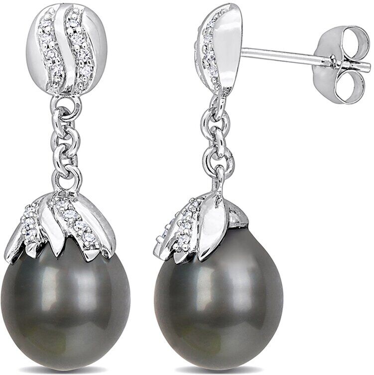 Rina Limor Contemporary Pearls 14K 0.14 ct. tw. Diamond 9-10mm Pearl Drop Earrings NoColor NoSize