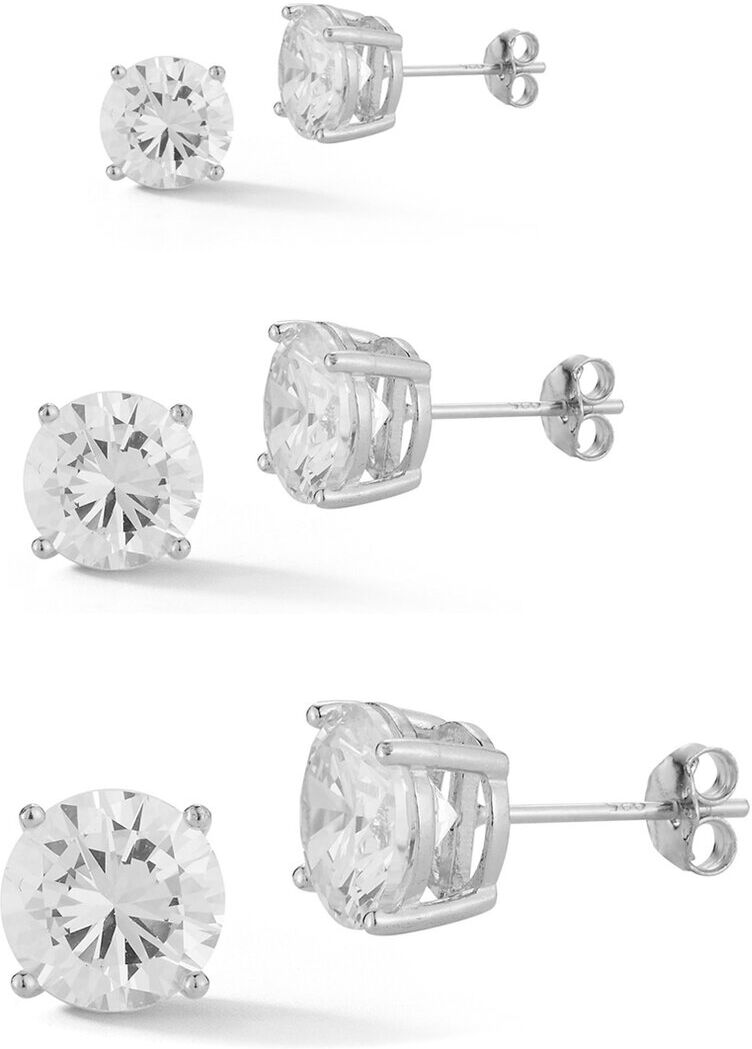 Glaze Jewelry Silver CZ Round Earrings Set NoColor NoSize