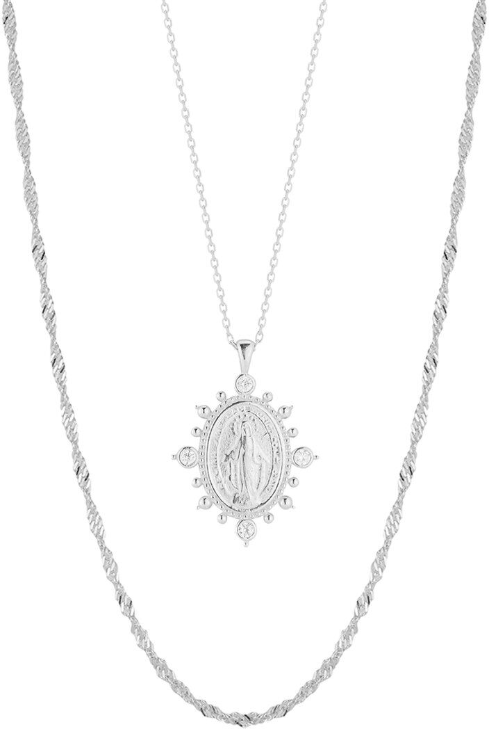 Glaze Jewelry Silver CZ Religious Charm Necklace Set NoColor NoSize