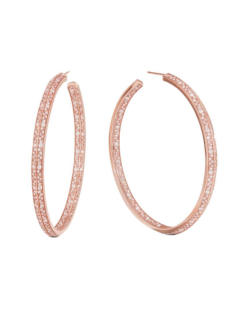 Lana Jewelry 14K Rose Gold 3.57 ct. tw. Diamond Scattered Edge Hoops Gold NoSize