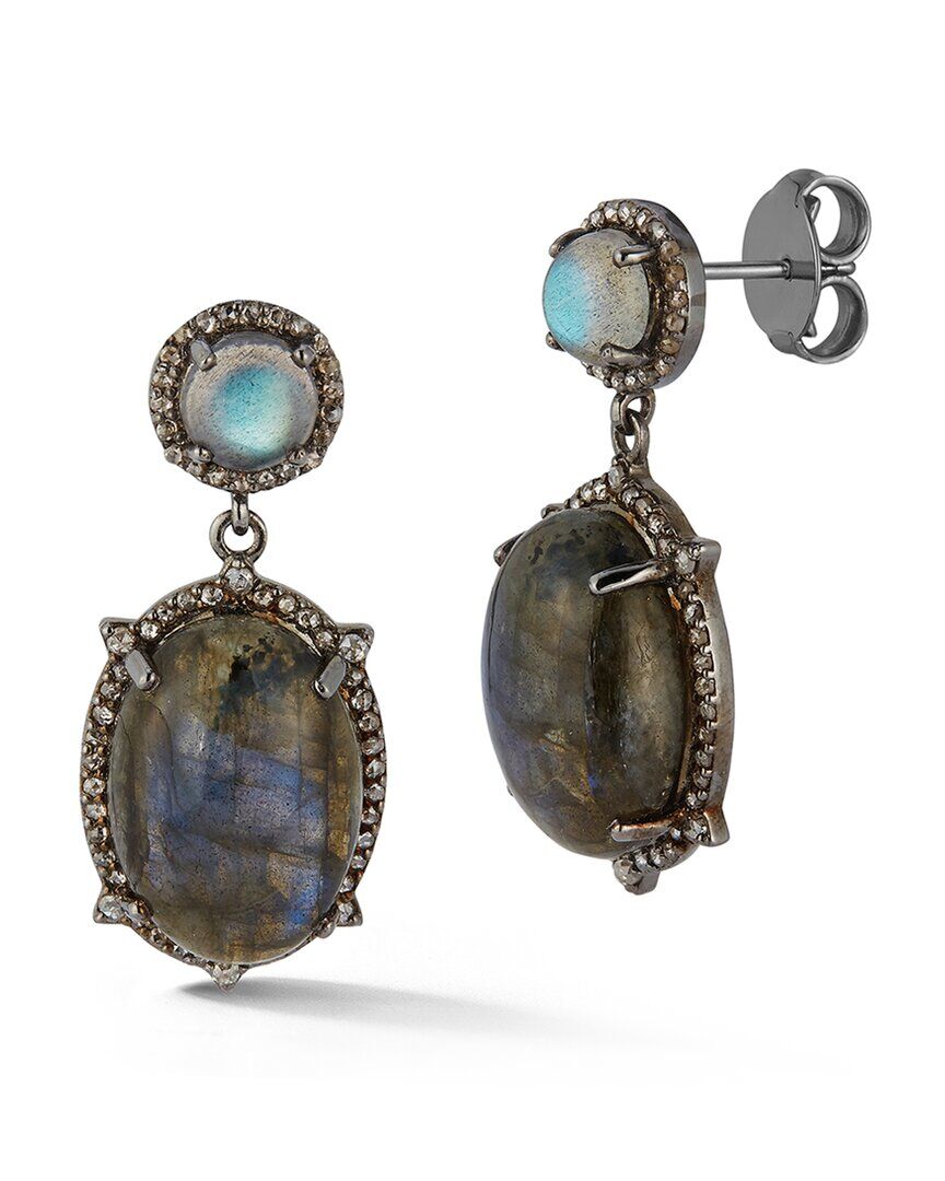 Banji Jewelry Silver 26.13 ct. tw. Diamond & Labradorite Drop Earrings NoColor NoSize