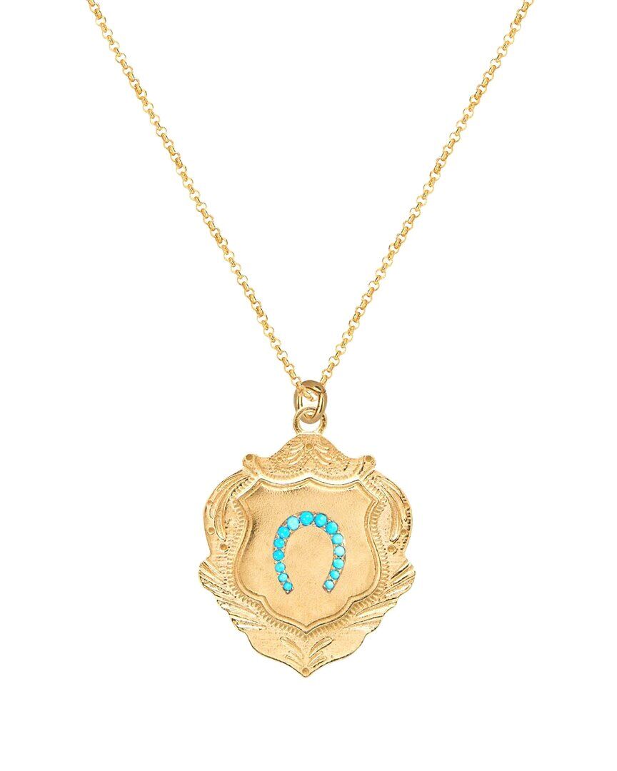 Gabi Rielle Love in Bloom 14K Over Silver Turquoise Horseshoe Shield Necklace NoColor NoSize