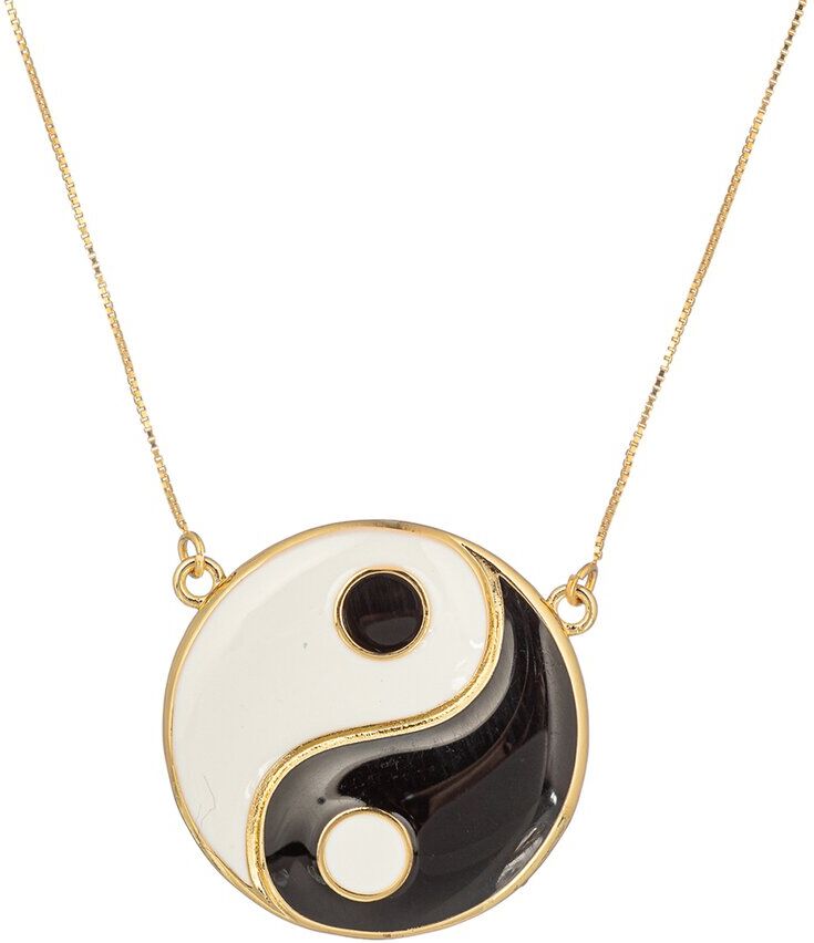 Eye Candy LA The Luxe Collection Silver Enamel Yin & Yang Pendant Necklace NoColor NoSize