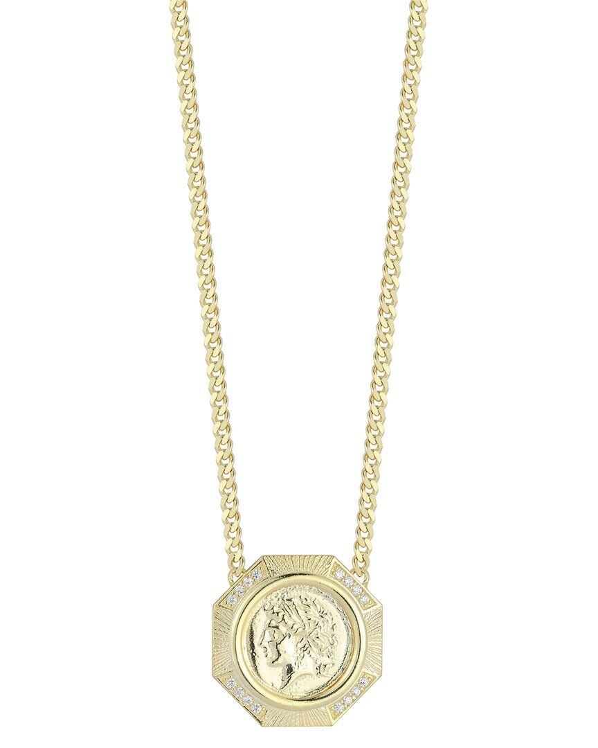 Chloe and Madison 14K Over Silver CZ Bold Coin Necklace NoColor NoSize