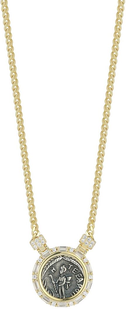 Chloe and Madison 14K Over Silver CZ Bold Coin Necklace NoColor NoSize