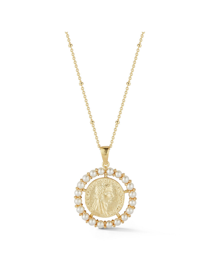 Sphera Milano Gold Over Silver Pearl Coin Pendant Necklace NoColor NoSize