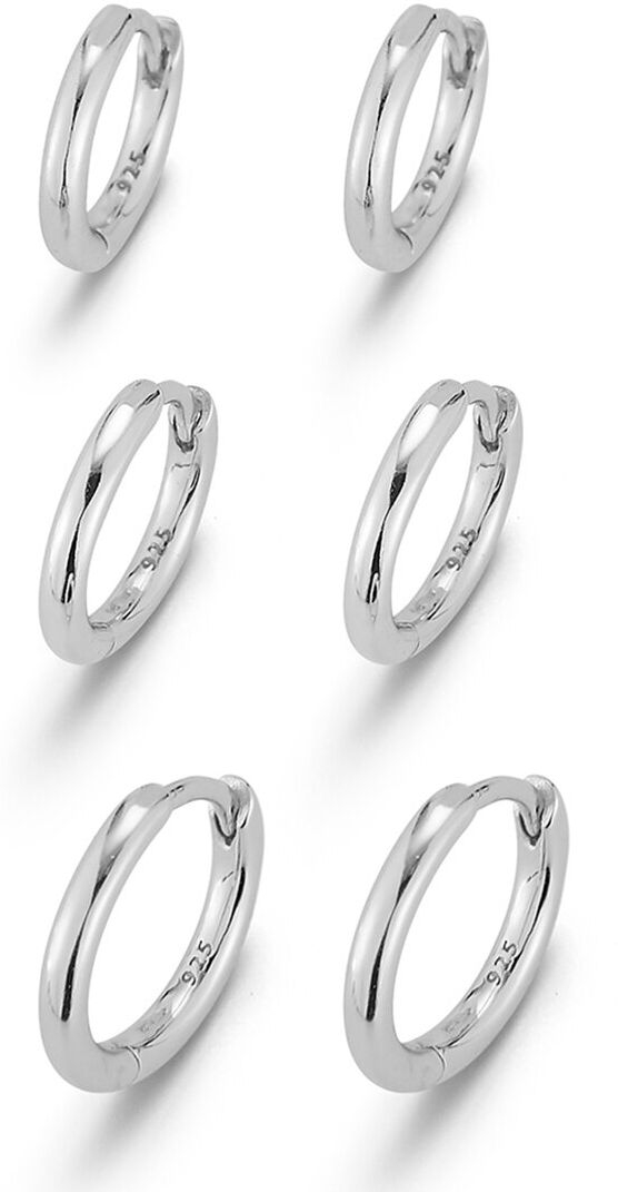 Glaze Jewelry Rhodium Plated Set of 3 Huggie Earrings NoColor NoSize