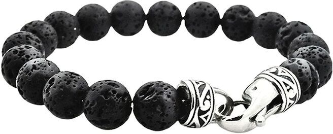 Jane Basch Steel Lava Stone Bead Bracelet NoColor NoSize