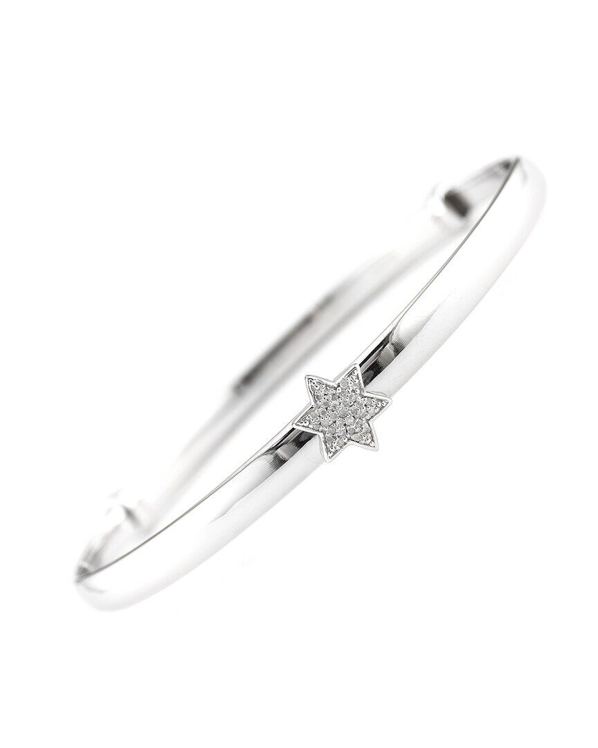 Diamond Select Cuts Silver 0.09 ct. tw. Diamond Star of Davic Bangle Bracelet NoColor NoSize