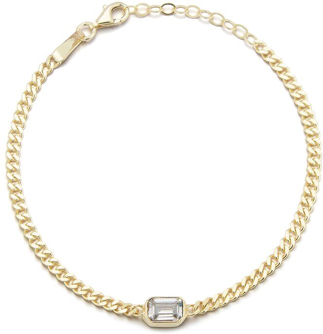 Glaze Jewelry 14K Over Silver CZ Curb Chain Bracelet NoColor NoSize