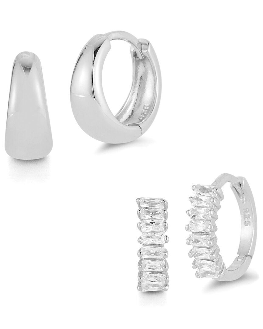 Glaze Jewelry Silver CZ Huggie Earrings Set NoColor NoSize