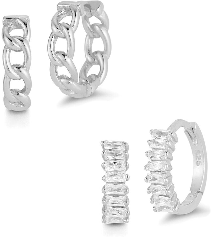 Glaze Jewelry Silver CZ Huggie Earrings Set NoColor NoSize