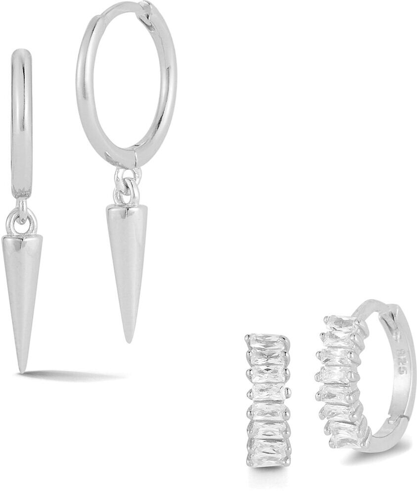 Glaze Jewelry Silver CZ Huggie Earrings Set NoColor NoSize