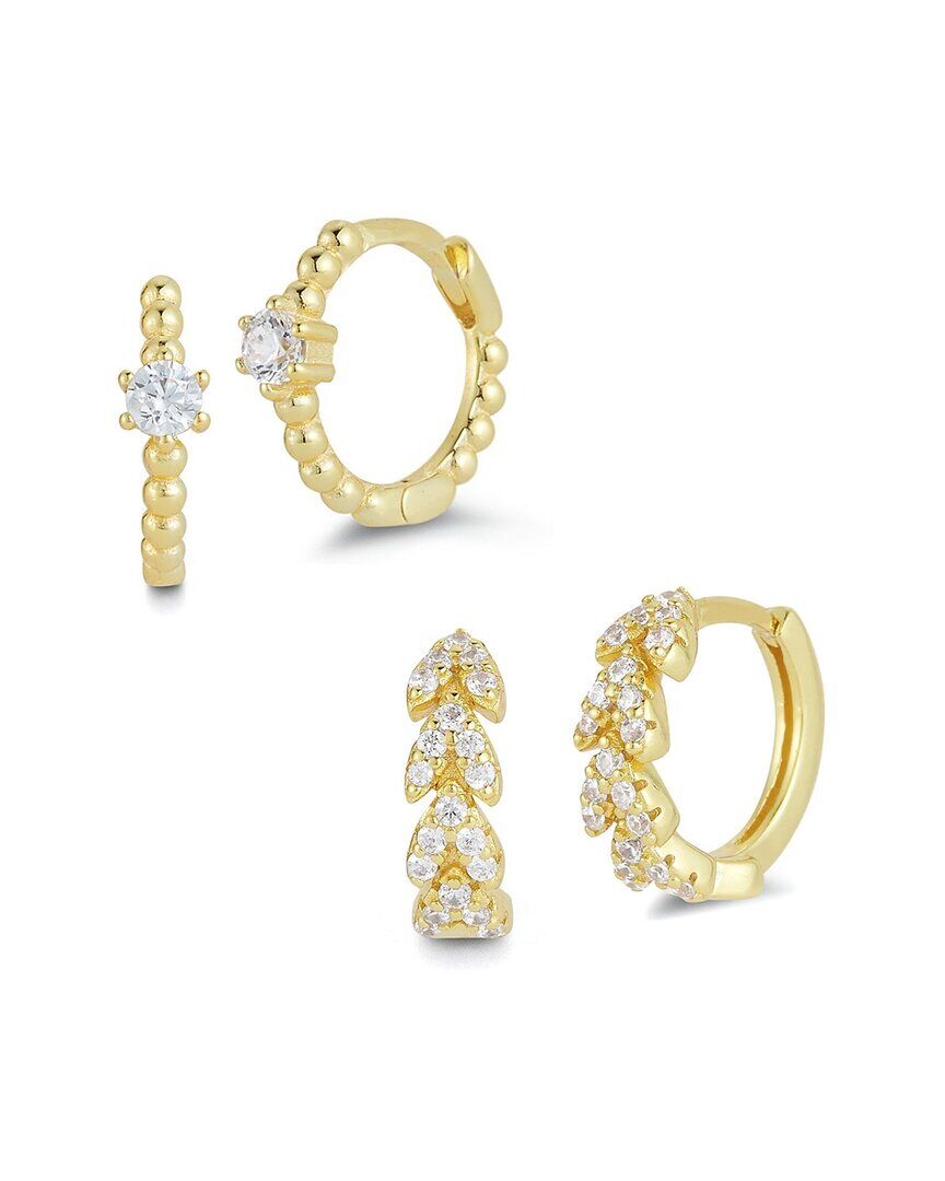 Glaze Jewelry 14K Over Silver CZ Huggie Earrings Set NoColor NoSize