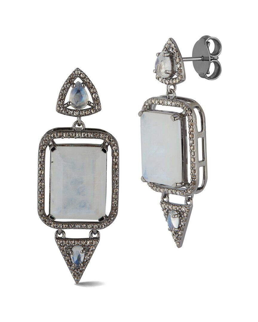 Banji Jewelry Silver 23.01 ct. tw. Diamond & Moon Stone Statement Earrings NoColor NoSize