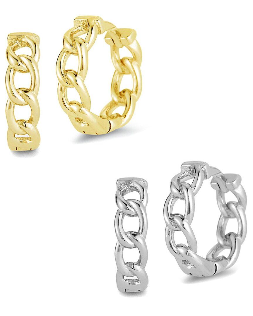 Glaze Jewelry Silver Curb Huggie Earrings Set NoColor NoSize