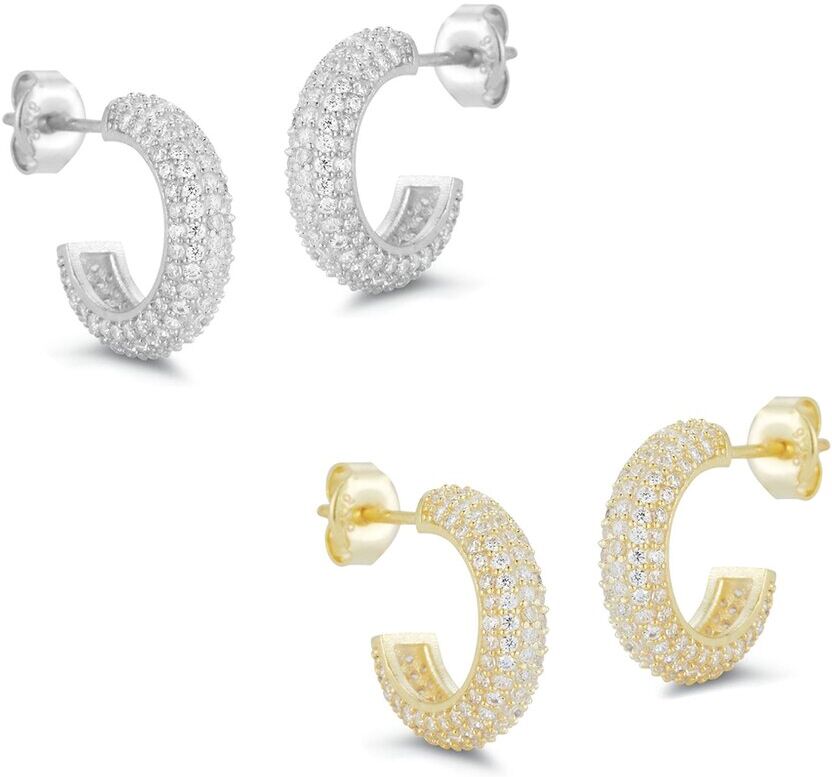 Glaze Jewelry Silver CZ Hoops Set NoColor NoSize