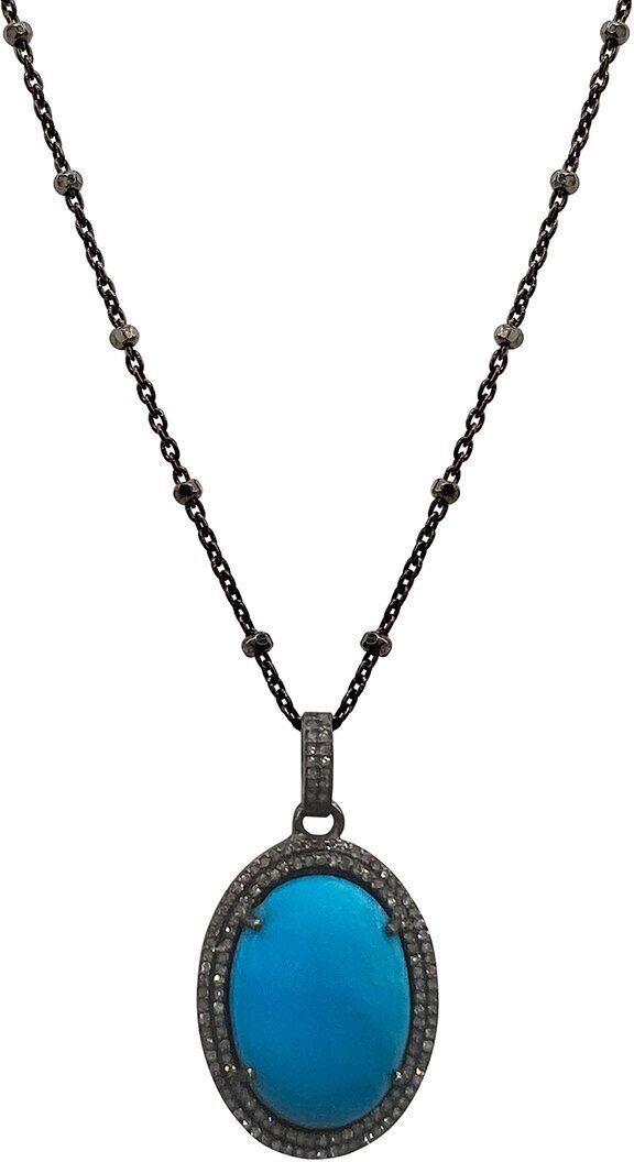 ADORNIA Fine Jewelry Silver 15.80 ct. tw. Diamond & Sleeping Beauty Turquoise Pendant Necklace NoColor NoSize