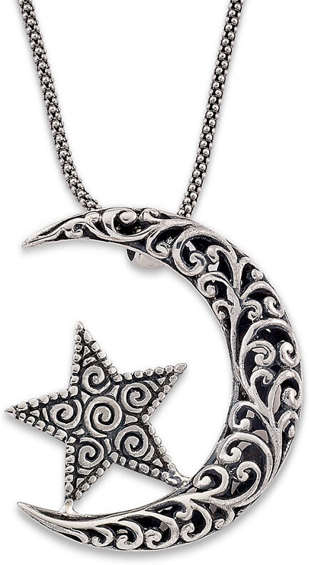 Samuel B. Silver Crescent Moon & Star Pendant Necklace NoColor NoSize