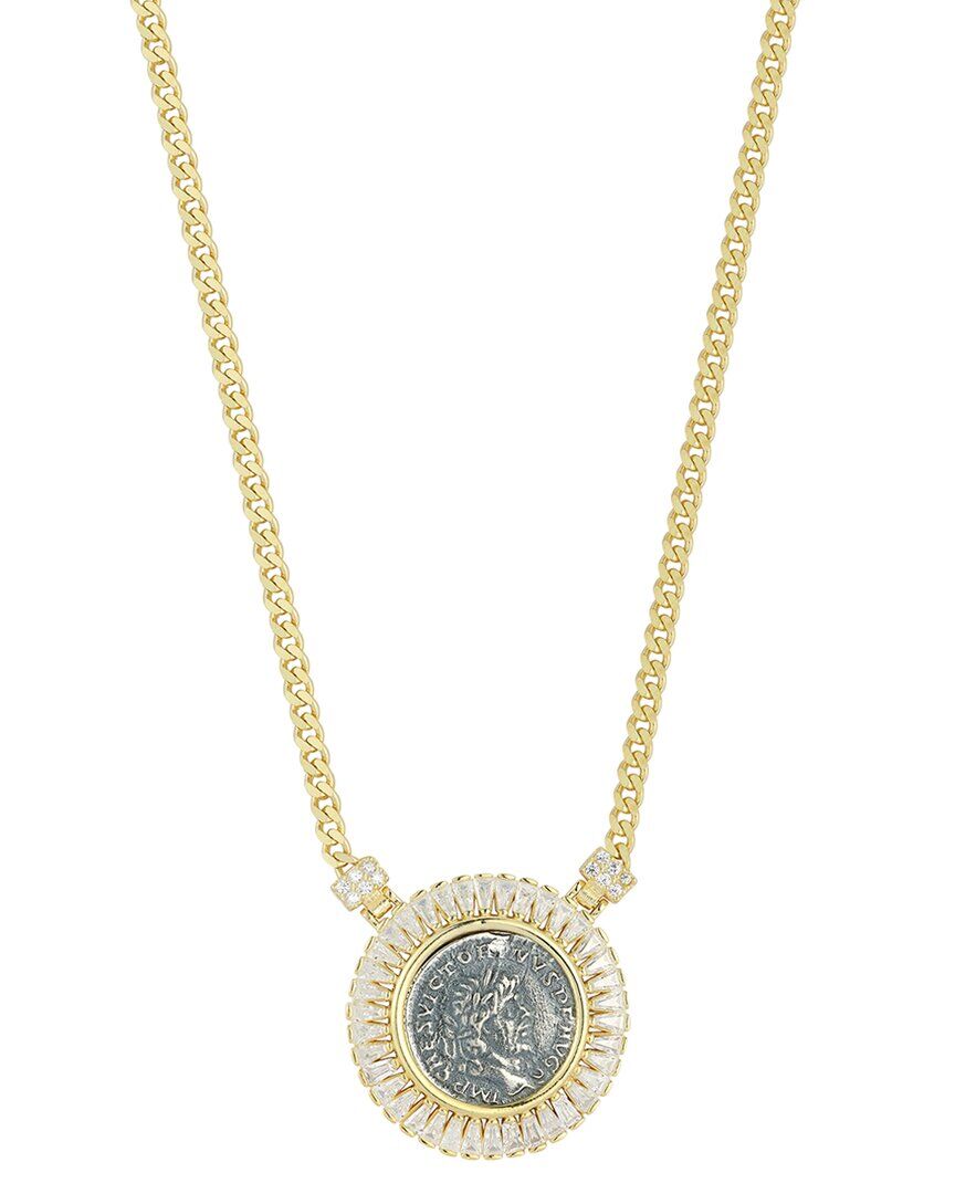 Chloe and Madison 14K Over Silver CZ Bold Coin Necklace NoColor NoSize