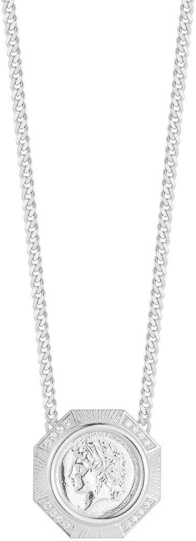 Chloe and Madison Silver CZ Bold Coin Necklace NoColor NoSize